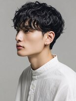 ヘアメイク アージュ 天神西通り店(HAIR MAKE age) スパイラルパーマ ツーブロック マッシュ ウェット黒髪ショート