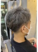 40代男性 2ブロック ツイストパーマ フェードカット