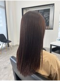 レッドブラウン ストレート 縮毛矯正 カラー
