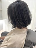 《花屋併設》ダークアッシュマッシュヘアー斜めバング◎30代40代