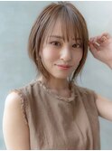 大人かわいい前髪セシルカットココアブラウンフリンジウェーブ