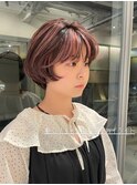 丸みショート/ハイライト/ピンク