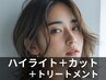 【おススメ】白髪ぼかしハイライト+カット+超音波トリートメント