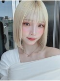 ☆ぱつっとボブ×ホワイトブロンド×髪質改善×姫カットレイヤー