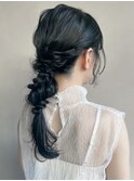 前髪シルキーベージュ編み下ろしヘアアレンジa