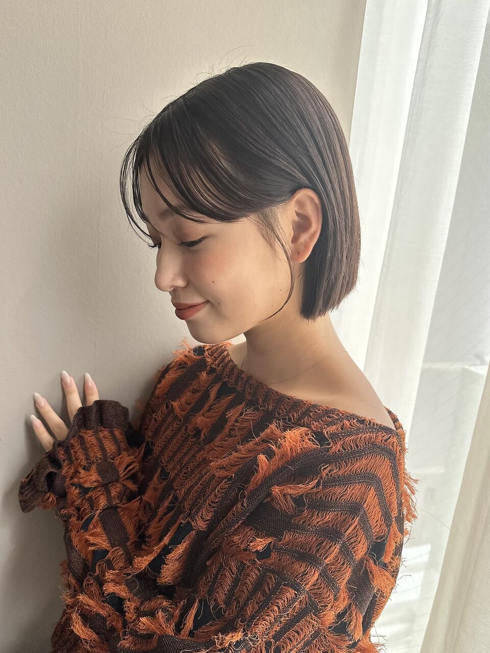 表参道/女性美容師/ブリーチなし/ピンクベージュ/ボブ