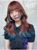 ホワイトブロンド/ダブルカラー/美髪/外ハネボブ/原宿/裾カラー