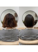 50代　美髪矯正・美髪カラー・白髪ぼかし　ビフォーアフター
