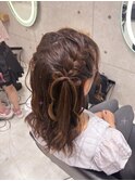 髪の毛リボンハーフツイン
