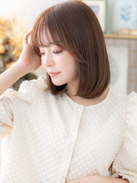 カバーヘア ブリス 戸田公園西口店(COVER HAIR bliss) コーラルベージュブリーチなしレイヤーボブh5戸田公園20代30代