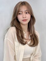 トリニティ(trinity) ブリーチダブルカラー シースルーバング レイヤー ベージュ