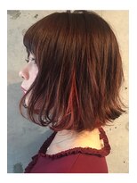 ヘアーアンドメイク ファット(Hair&Make PHAT) インナーカラーブロッサムブラウンボブ20代30代