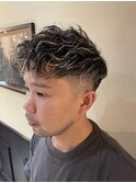 ツイスパ+ホワイトメッシュ+フェード