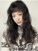 【中澤彩乃】オン眉ぱっつんワイドバング 黒髪ロング 暗髪