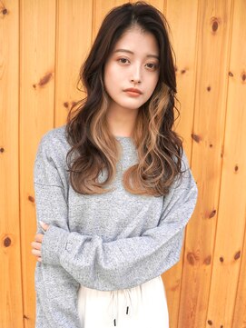 ブゾン(buZon) 【buZon ブゾン】レイヤーロングウェーブ×インナーグレージュ