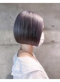 大人可愛い前髪なし切りっぱなしボブ/ラベンダーベージュ池袋