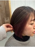 #イヤリングカラー　#ボブ　#カシスレッド