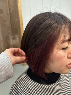 スクリバイタヒエ(SUKURI by tahie) #イヤリングカラー　#ボブ　#カシスレッド