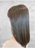 大人前髪重めロングカジュアル黒髪ストレートミディアム