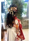 袴スタイル編み込みハーフアップ