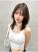 ミニウルフレイヤーカット顔周り前髪韓国ミディアムロング/博多