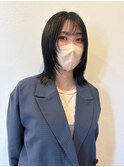 ミディアム顔周りレイヤーシャギーレイヤー外ハネヘア