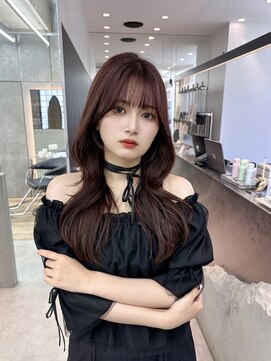 ロンドクロエ 横浜(Lond Chloe) ミニウルフチェリーブラウンブリーチなしレイヤー韓国前髪