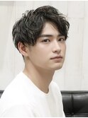 黒髪◎サイドパートツイスパで爽やかアップバング