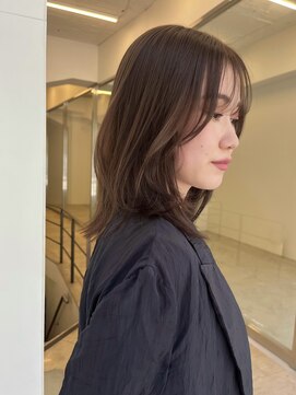 ビュートリアム265(BEAUTRIUM 265) まろやかピンクベージュ大人くびれヘア外ハネミディアム前髪あり