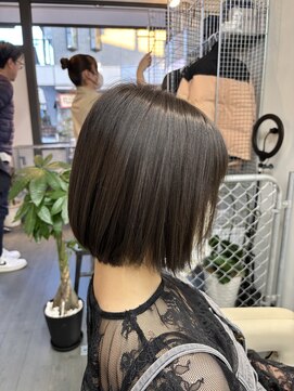 透明感グレージュブリーチ無しダブルカラー