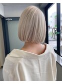 ロブヘア×パールホワイト×ボブショート×ホワイトミルクティー