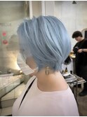 ショート　ハイトーン　水色カラー　