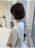 ボブラブウェーブコテ巻き風パーマ大人ショートショコラアッシュ