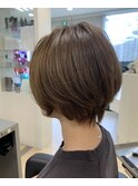 ミルクティーブラウン×丸みショート