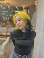 ヘアー アレス(hair ales) 黒髪 ボブルフ ネビージュ 小顔 ワンレン