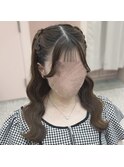 編み込みハーフツイン