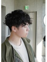 にもう&nbsp;サーフカール&ブルーブラック　フェザーパーマ 