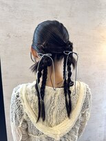 フェイバー 警固店(FAVOR) リボンアレンジ×ツイン編みおろし