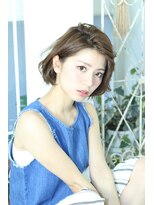 フェリシータ 緑地公園店(felicita) ミルクティーカラー×かき上げバング☆彡エアウェーブショート