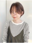 <石河安奈>うざバング大人ショートxナチュラルピンクグレージュ