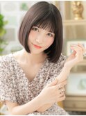 黒髪シースルーバング小顔切りっぱなしボブh3戸頭20代30代40代