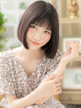 カバーヘア イヴ 戸頭店(COVER HAIR EVE) 黒髪シースルーバング小顔切りっぱなしボブh3戸頭20代30代40代