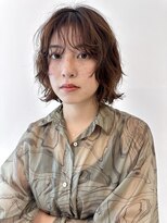 ミニウルフデジタルパーマショートチェリーブラウン