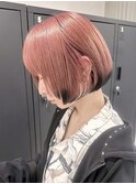 タッセルボブ切りっぱなしボブペールピンクベージュブラウン韓国