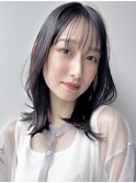 くびれミディアム×黒髪*レイヤーカット*ミディアムヘア*面長