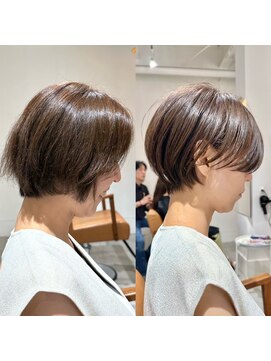 別府ショートボブ顔まわりレイヤーカット髪質改善カラー30代