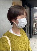 オレンジカラー×ミニボブ