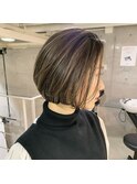 【中迫】オフィスで浮かないハイライト×大人前下がりボブ