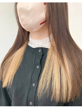 ルートエイチ 市川(Root H) 前髪マチルダボブピンクベージュインナーグレージュ