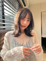 小顔前髪顔まわりレイヤー×グレージュカラー デザインカラー